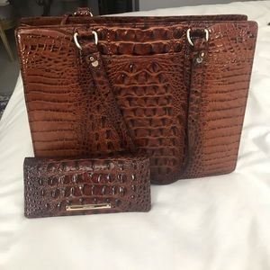Authentic Brahmin Medium Camille Pecan Purse With Wallet